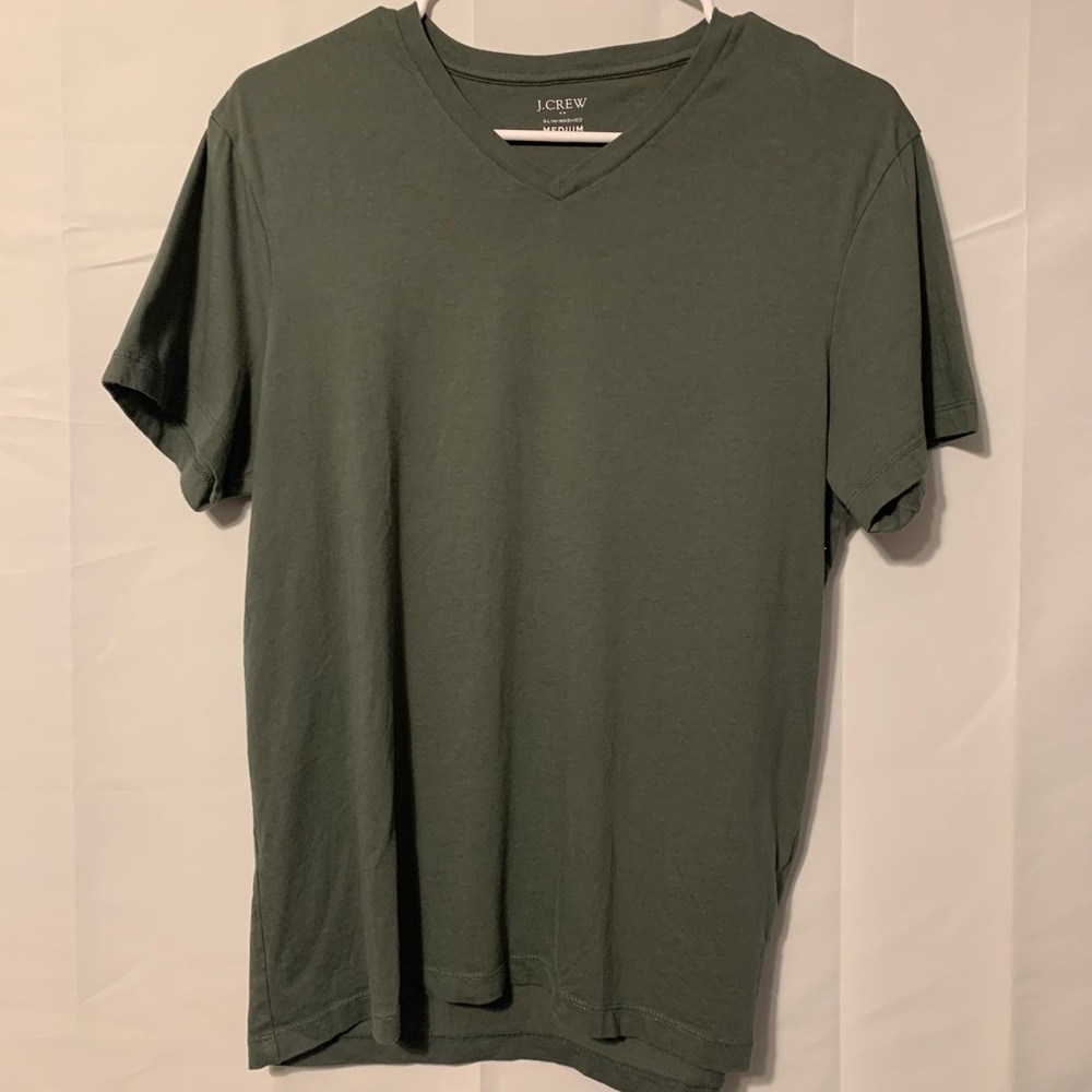 J.Crew Men’s Slim-Washed Dark Green V-Neck (Medium)